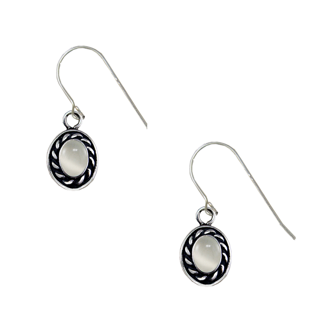 Sterling Silver Little White Moonstone Gemstone Drop Dangle Earrings